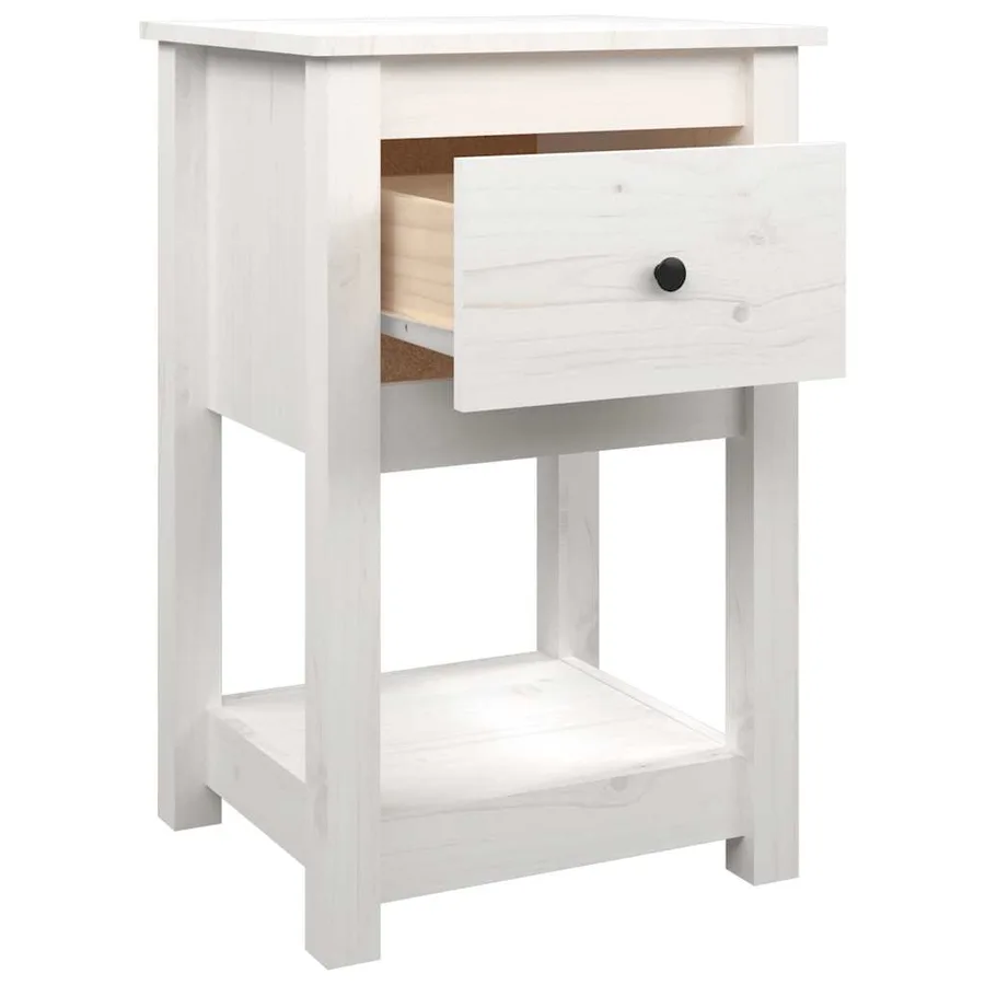 Tables de chevet 2 pcs Blanc 40x35x61,5 cm Bois de pin massif - 9