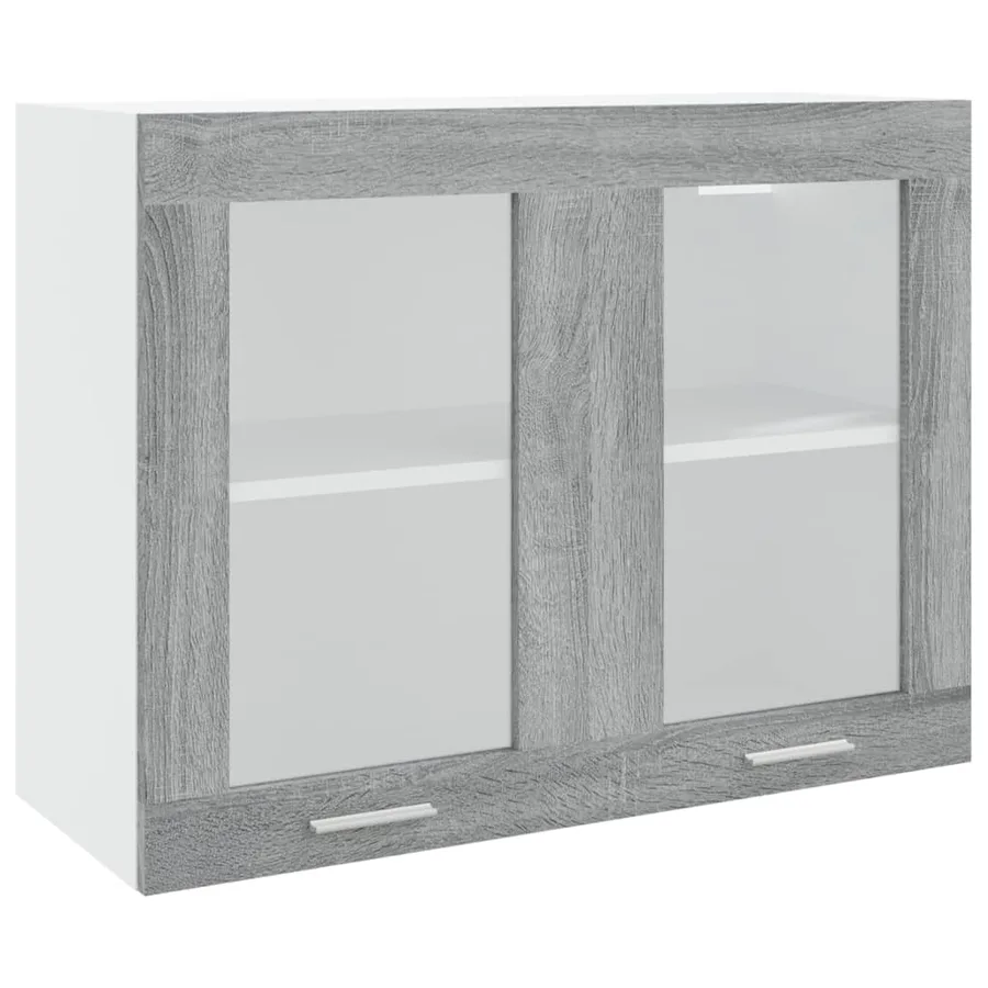 Vitrine suspendue "Lyon" Gris Sonoma 80 x 31 x 60 cm Bois d'ingénierie - 2