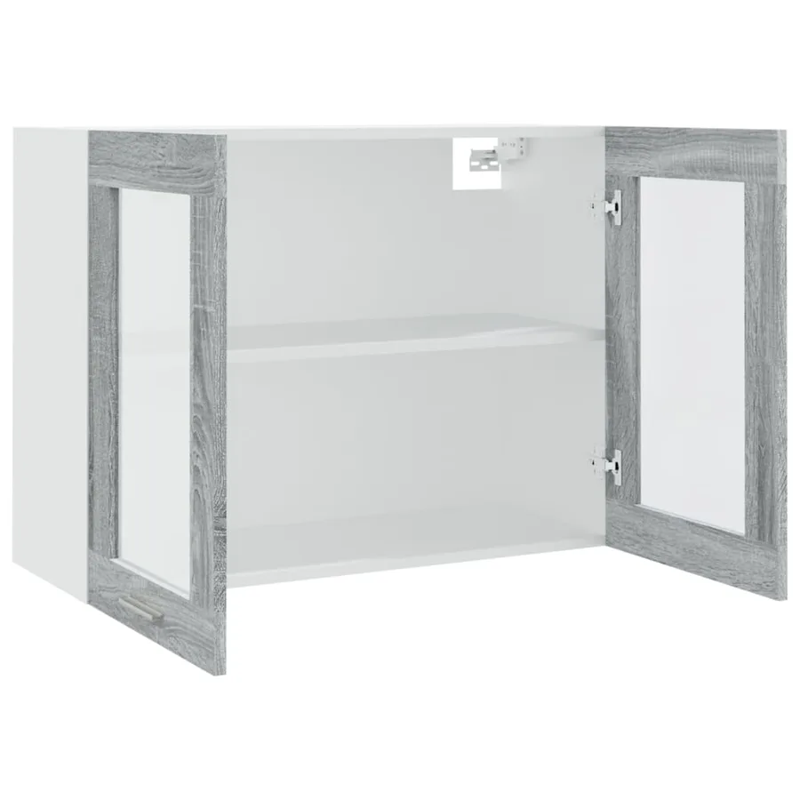 Vitrine suspendue "Lyon" Gris Sonoma 80 x 31 x 60 cm Bois d'ingénierie - 5