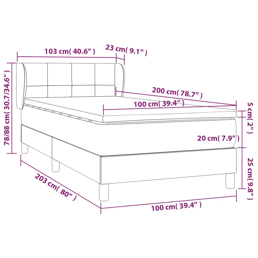 Sommier à lattes de lit avec matelas Rose 100x200 cm Velours - 7