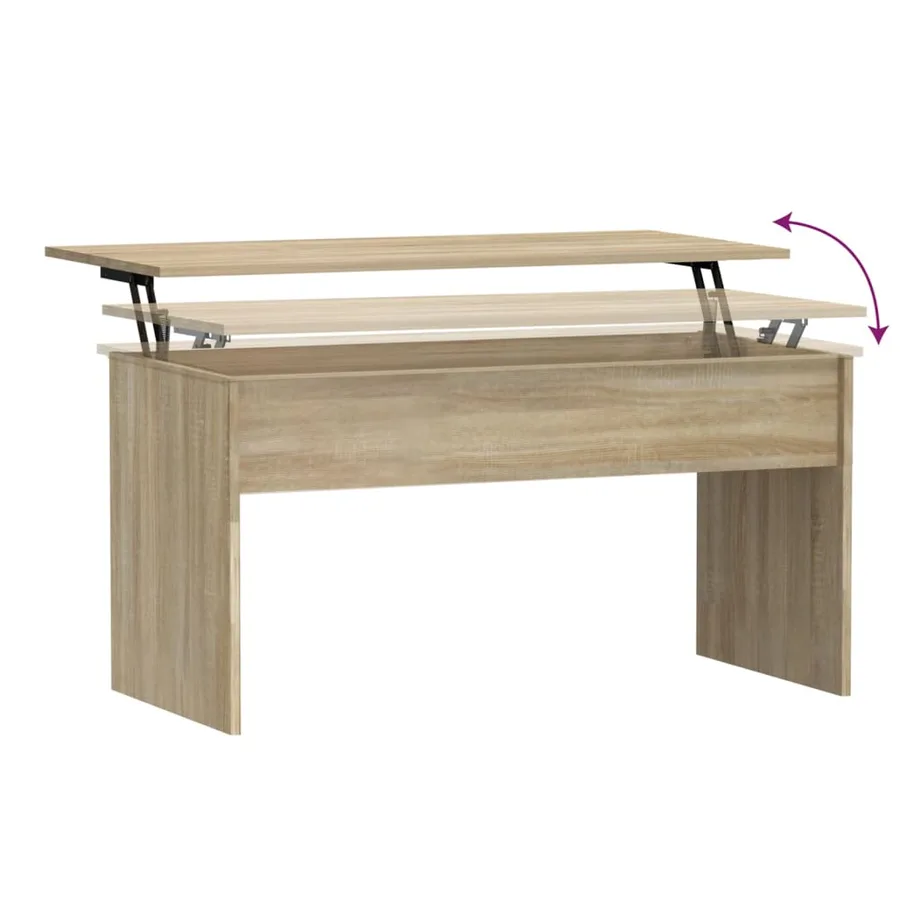 Table basse chêne fumé 102x50,5x52,5 cm bois d'ingénierie - 6
