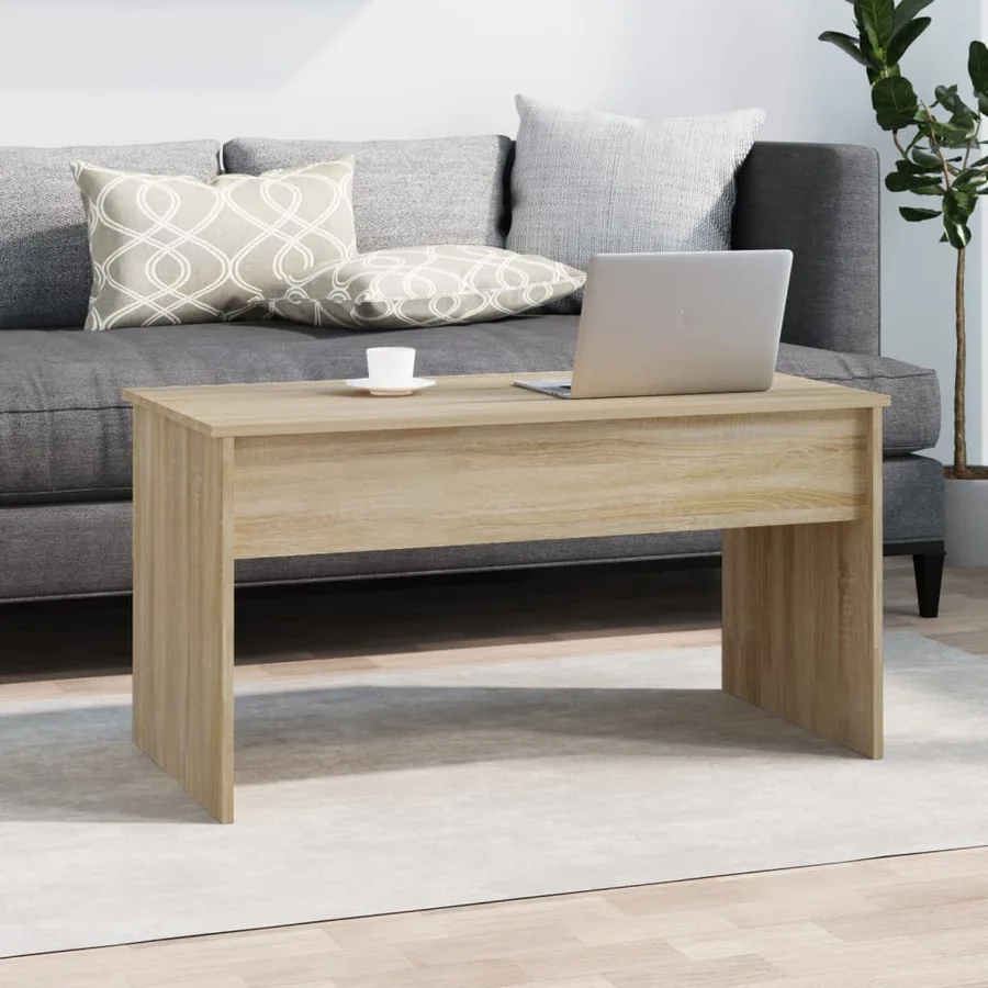 Table basse chêne fumé 102x50,5x52,5 cm bois d'ingénierie - 8