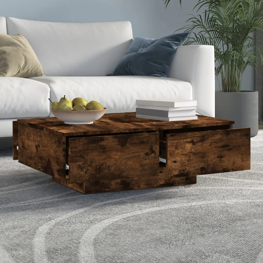 Table basse Chêne fumé 90x60x31 cm Bois d'ingénierie - 3