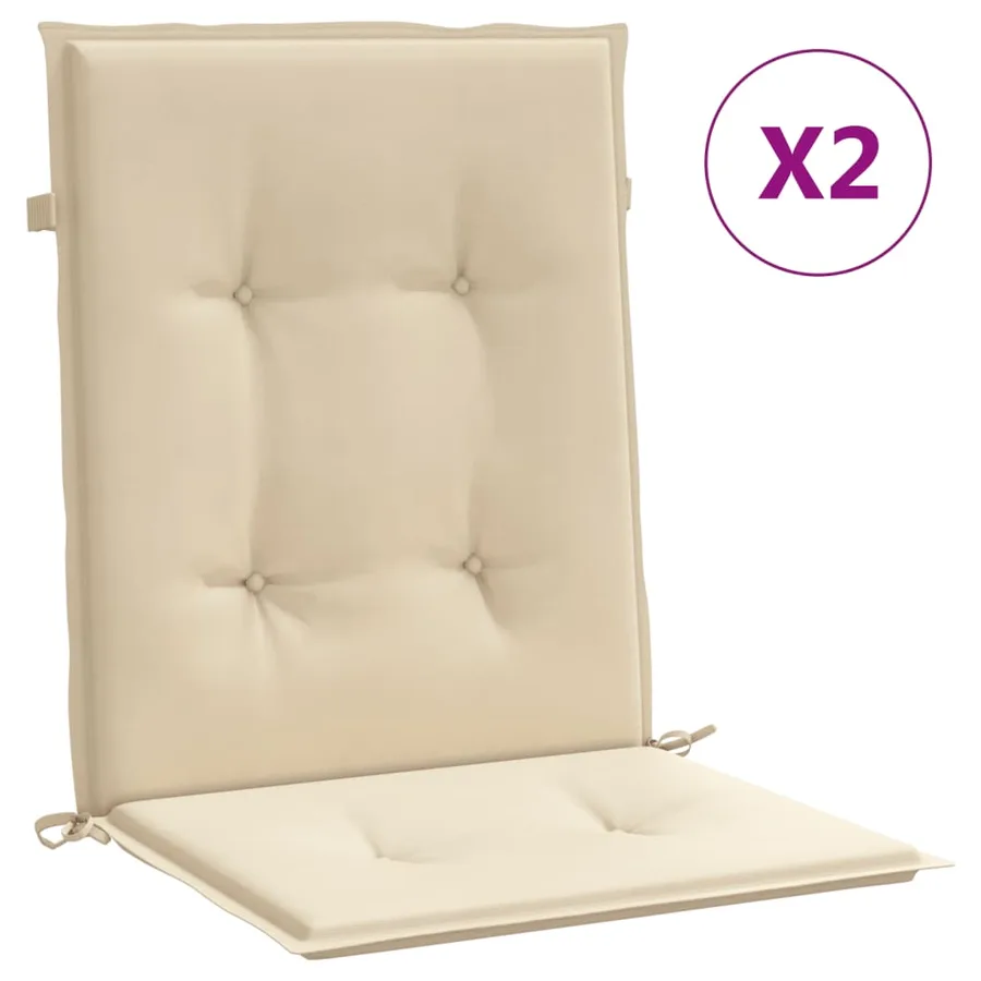 Coussins de chaise de jardin à dossier bas lot de 2 beige - 2