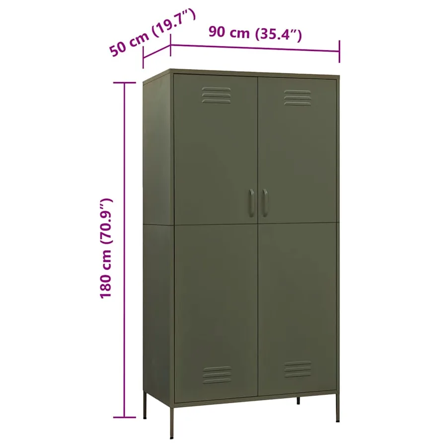Garde-robe Vert olive 90x50x180 cm Acier - 10