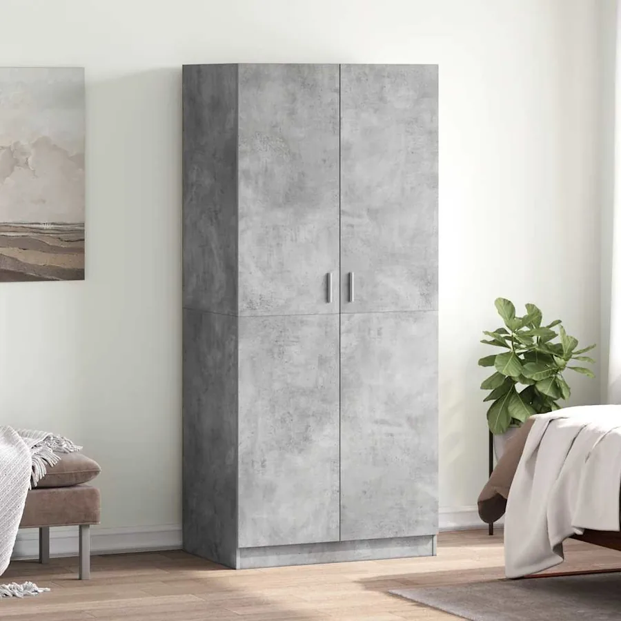 Garde-robe Gris béton 80x52x180 cm Bois d’ingénierie