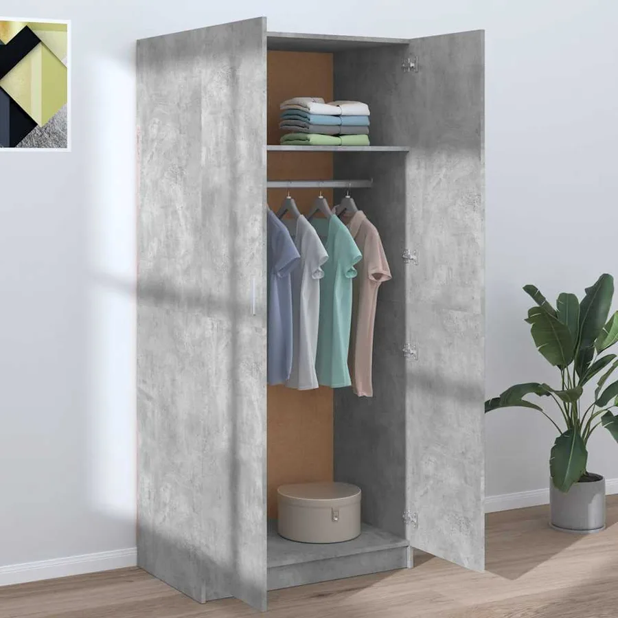 Garde-robe Gris béton 80x52x180 cm Bois d’ingénierie - 3