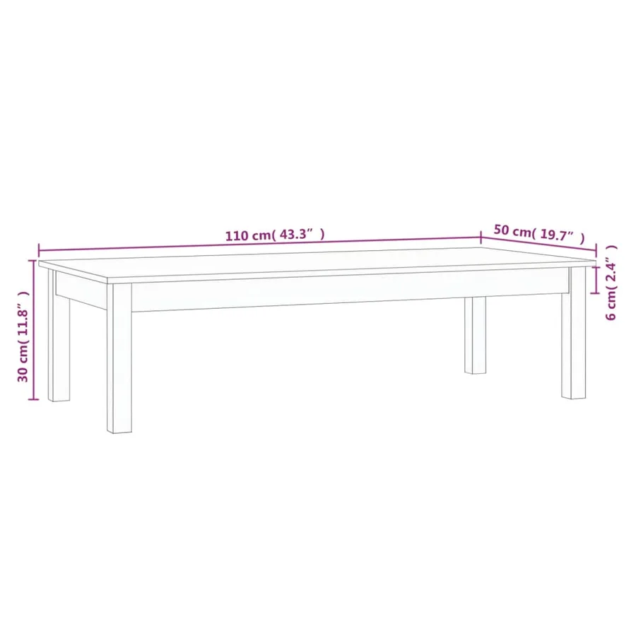 Table basse 110x50x30 cm Bois massif de pin - 8