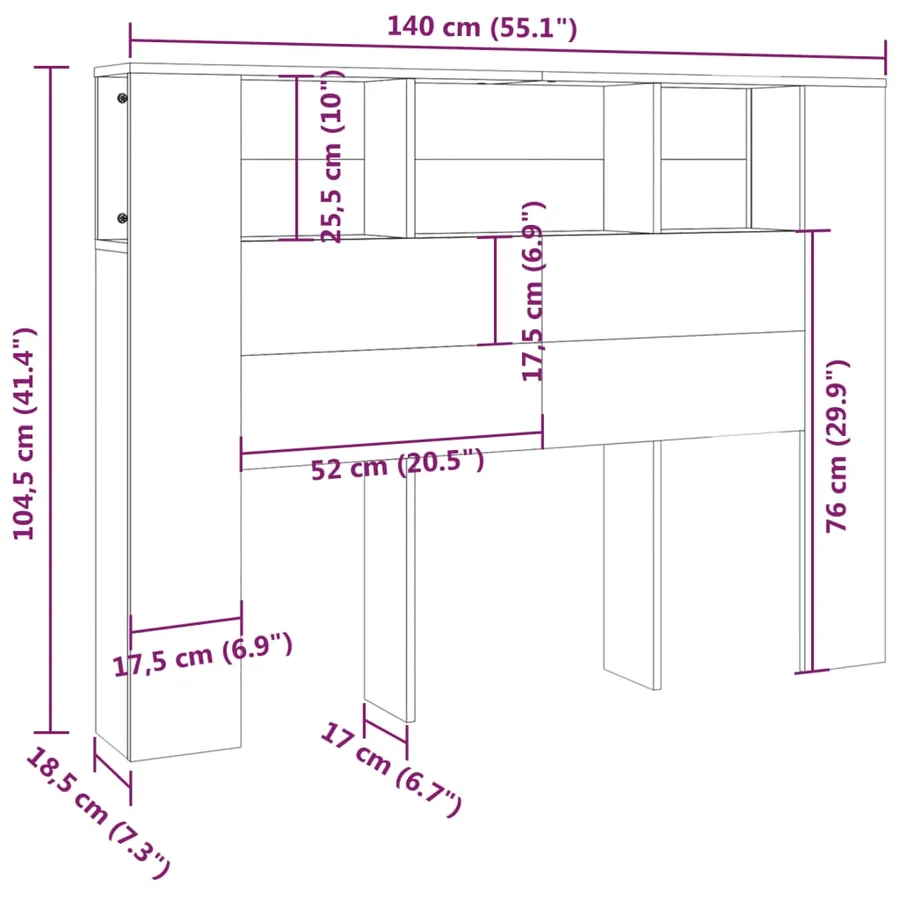 Armoire de tête de lit Blanc 140x18,5x104,5 cm - 6