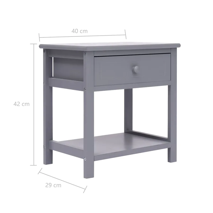 Tables de chevet 2 pcs Gris 40x29x42 cm Bois de Paulownia - 7