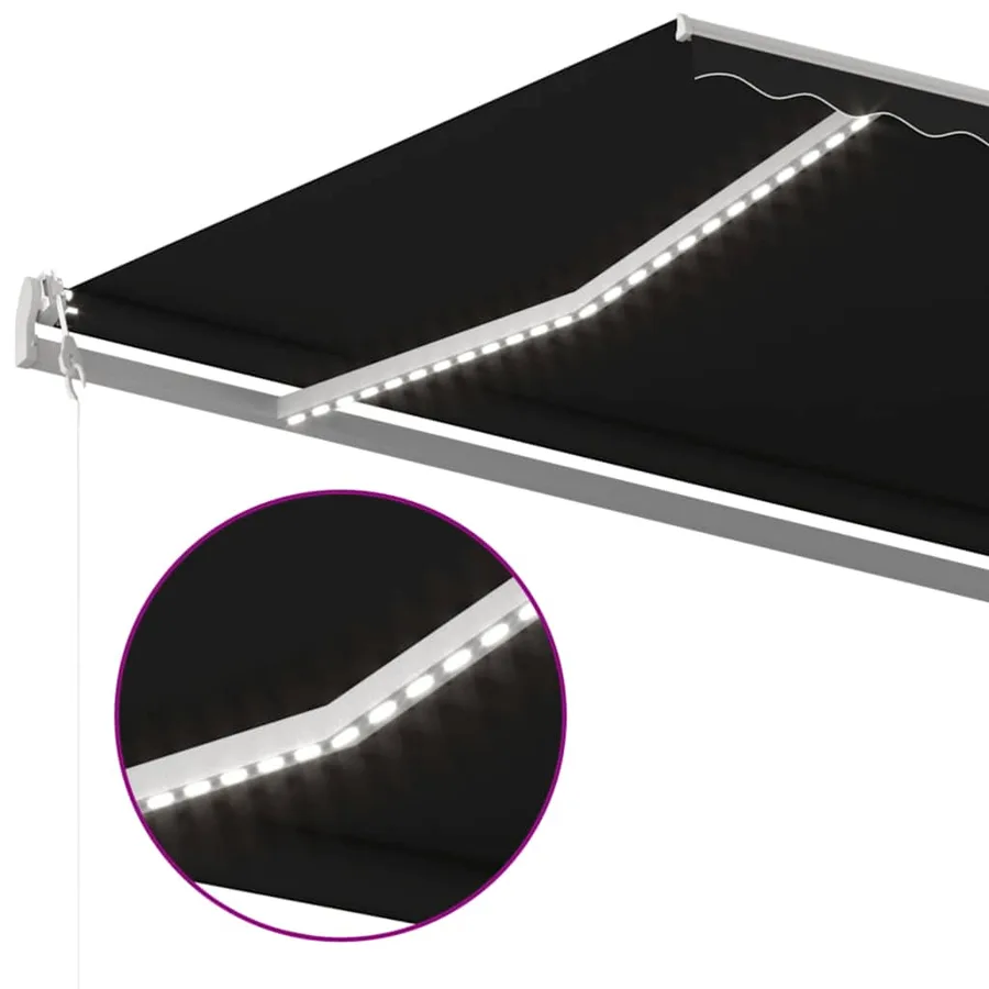 Auvent automatique et capteur de vent/LED 500x300 cm Anthracite - 4