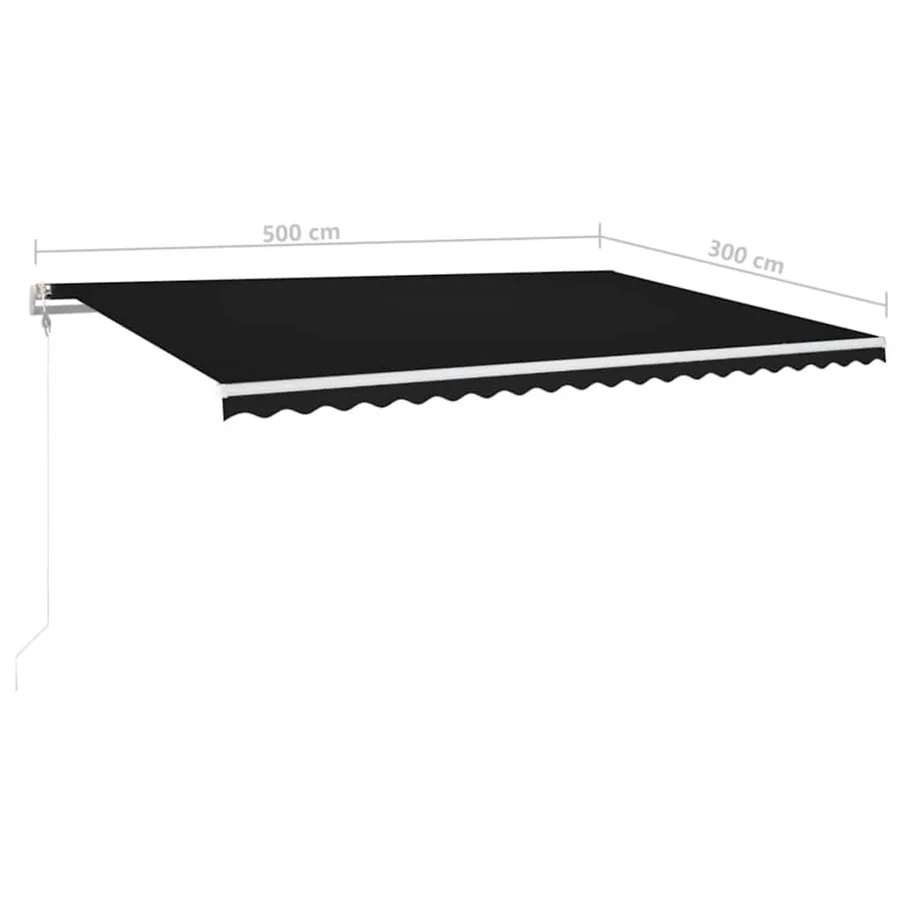Auvent automatique et capteur de vent/LED 500x300 cm Anthracite - 8