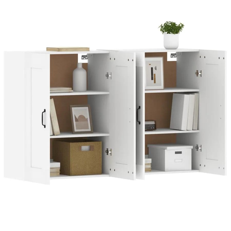 Armoires murales 2 pcs blanc bois d'ingénierie - 4