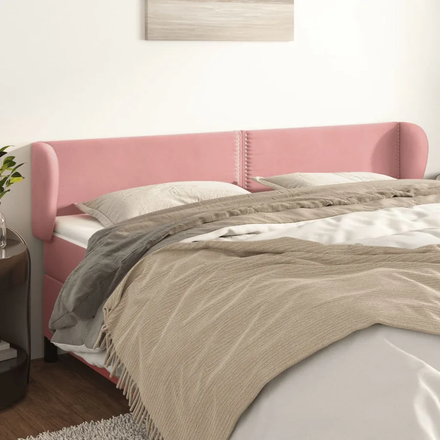 Tête de lit avec oreilles Rose 203x23x78/88 cm Velours