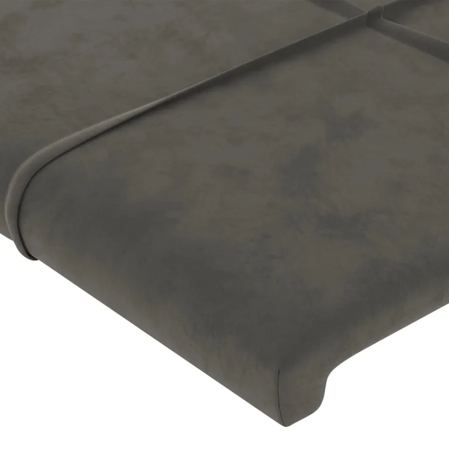Tête de lit à LED Gris foncé 203x16x78/88 cm Velours - 5