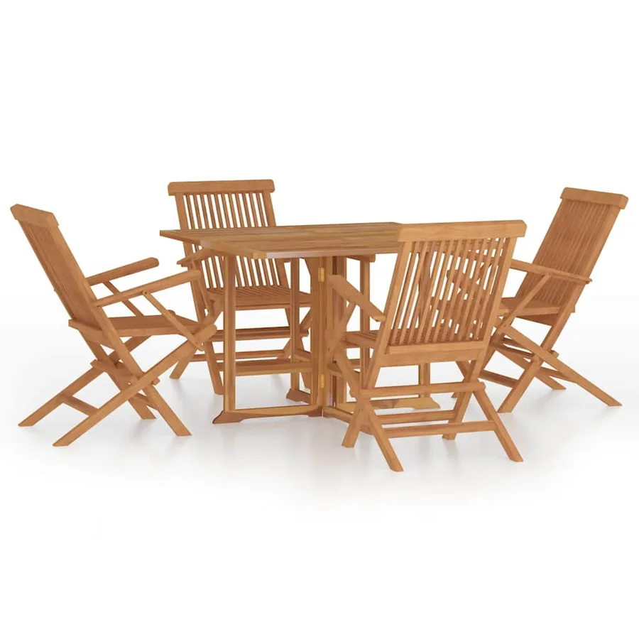 Ensemble à manger d'extérieur pliable 5 pcs Bois solide de teck - 2