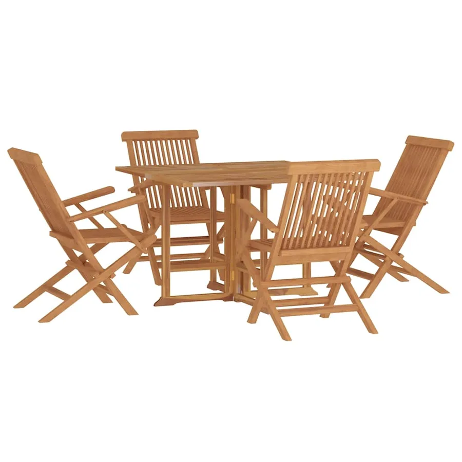Ensemble à manger d'extérieur pliable 5 pcs Bois solide de teck - 3