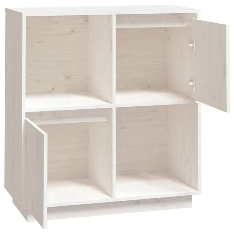 Buffet blanc 74x35x80 cm bois massif de pin - 5