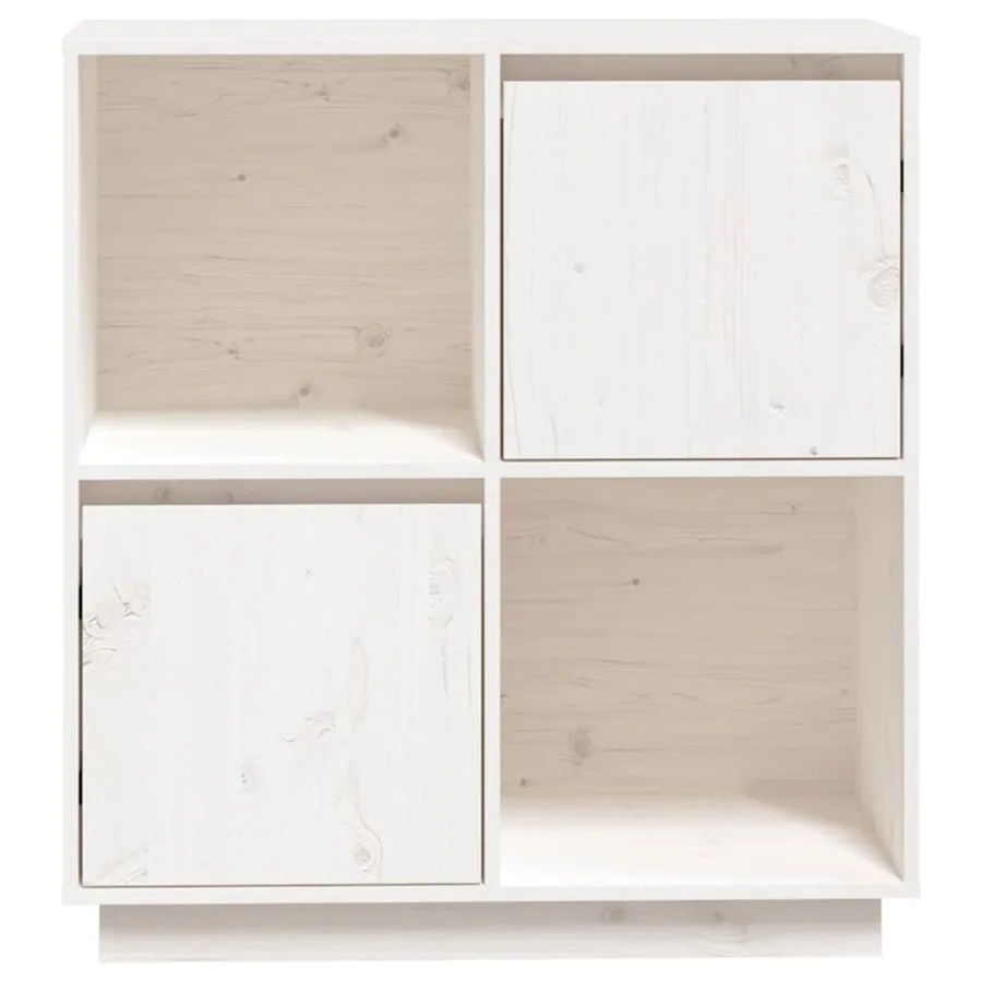 Buffet blanc 74x35x80 cm bois massif de pin - 6