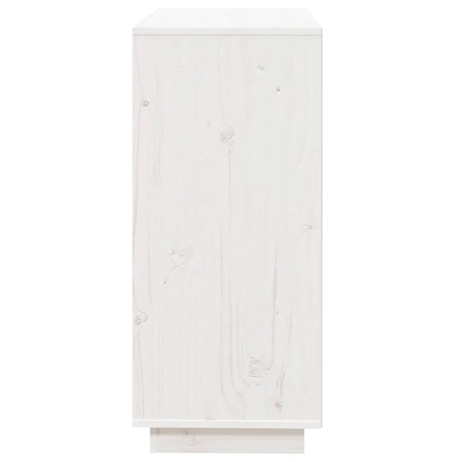 Buffet blanc 74x35x80 cm bois massif de pin - 7