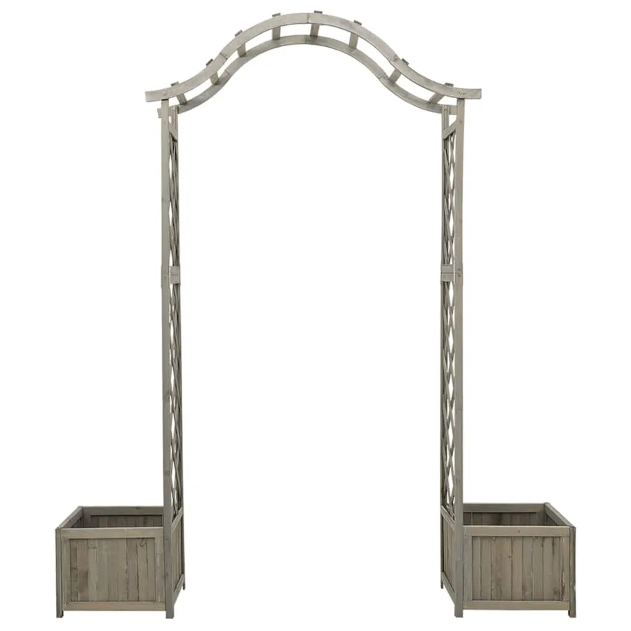 Pergola de jardin avec jardinière Gris Bois pin massif - 4