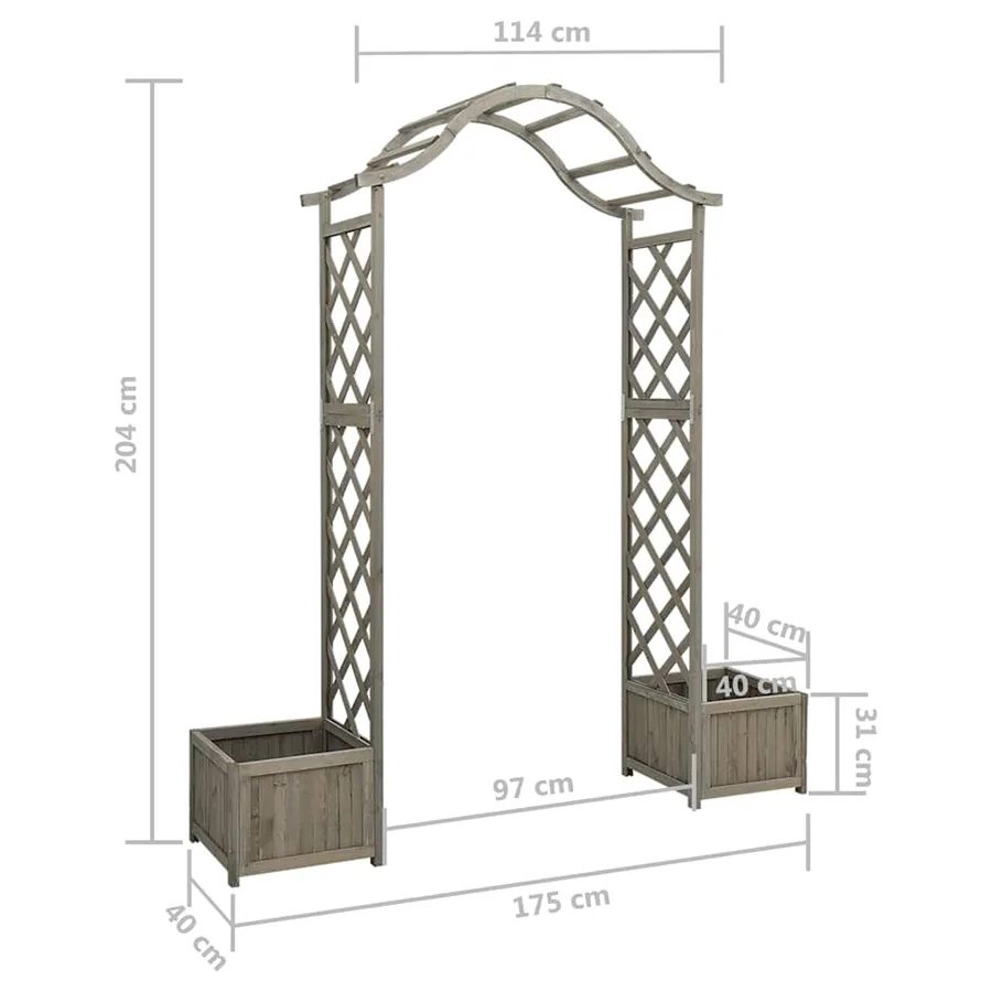 Pergola de jardin avec jardinière Gris Bois pin massif - 7