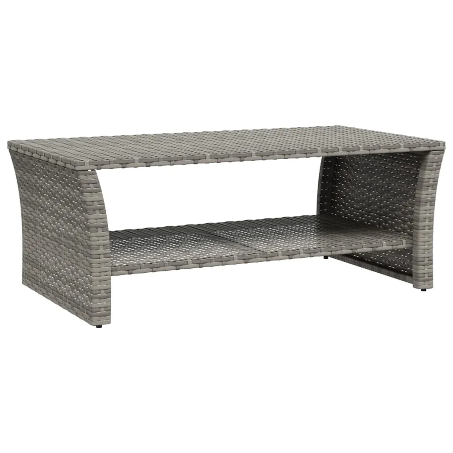 Table basse gris 100x50x40 cm résine tressée - 2