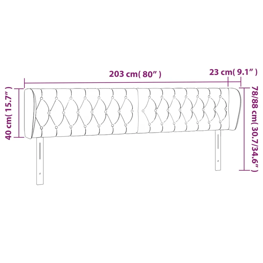 Tête de lit avec oreilles Rose 203x23x78/88 cm Velours - 9