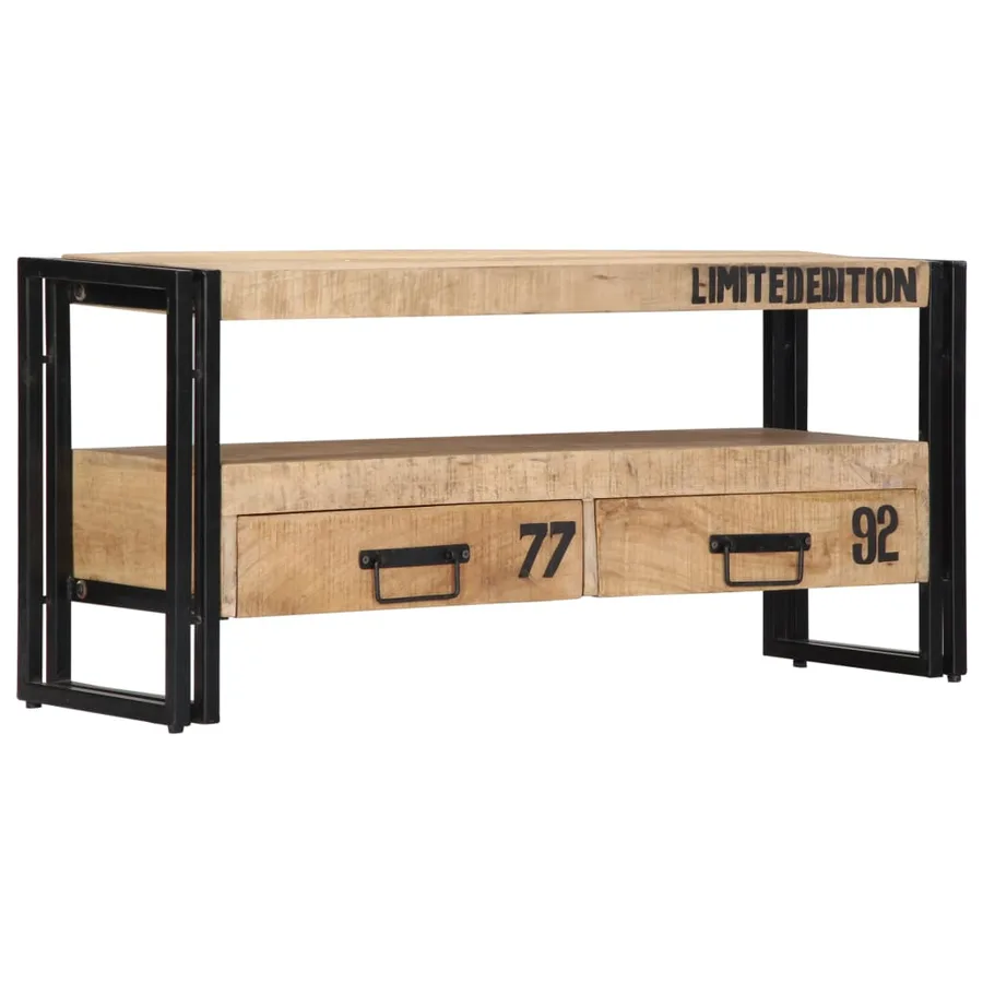 Meuble TV 100x30x45 cm Bois de manguier massif - 10