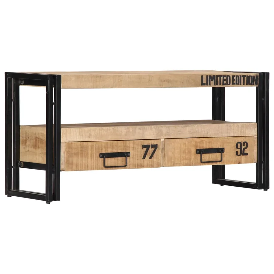 Meuble TV 100x30x45 cm Bois de manguier massif - 8
