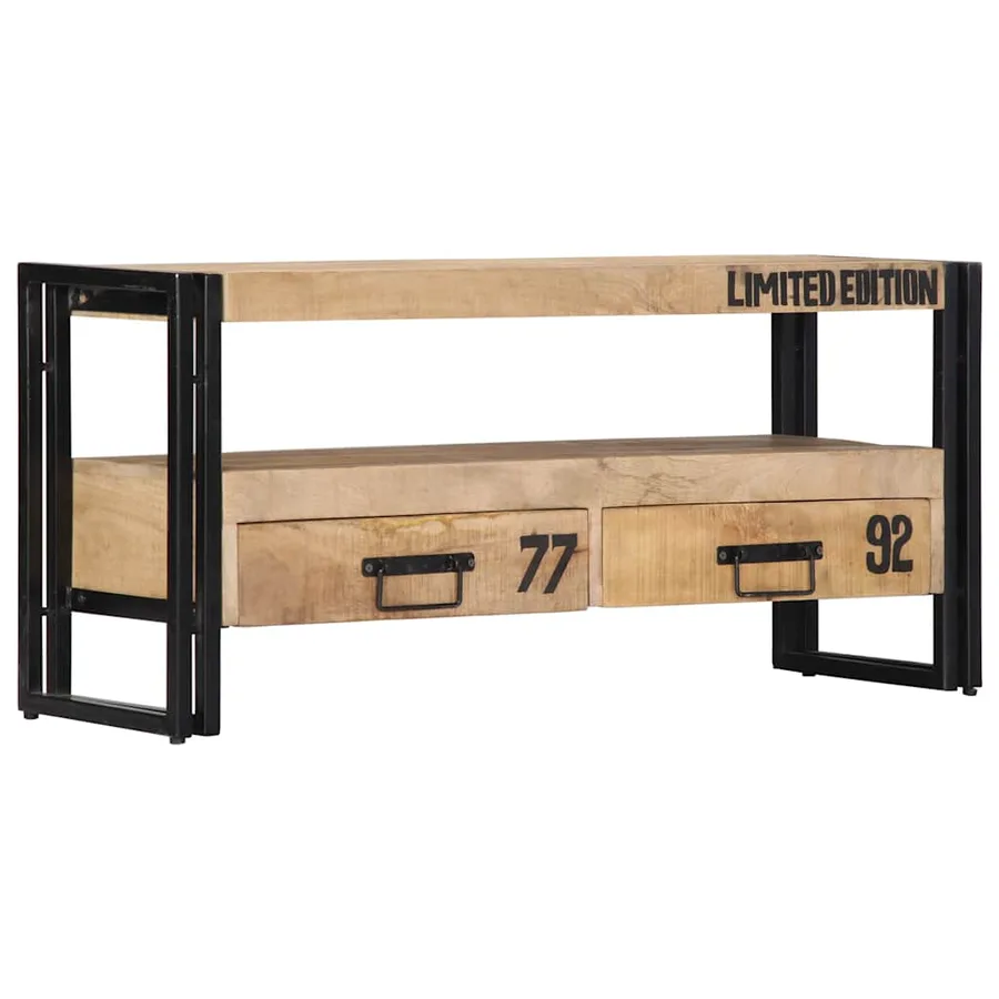 Meuble TV 100x30x45 cm Bois de manguier massif - 9