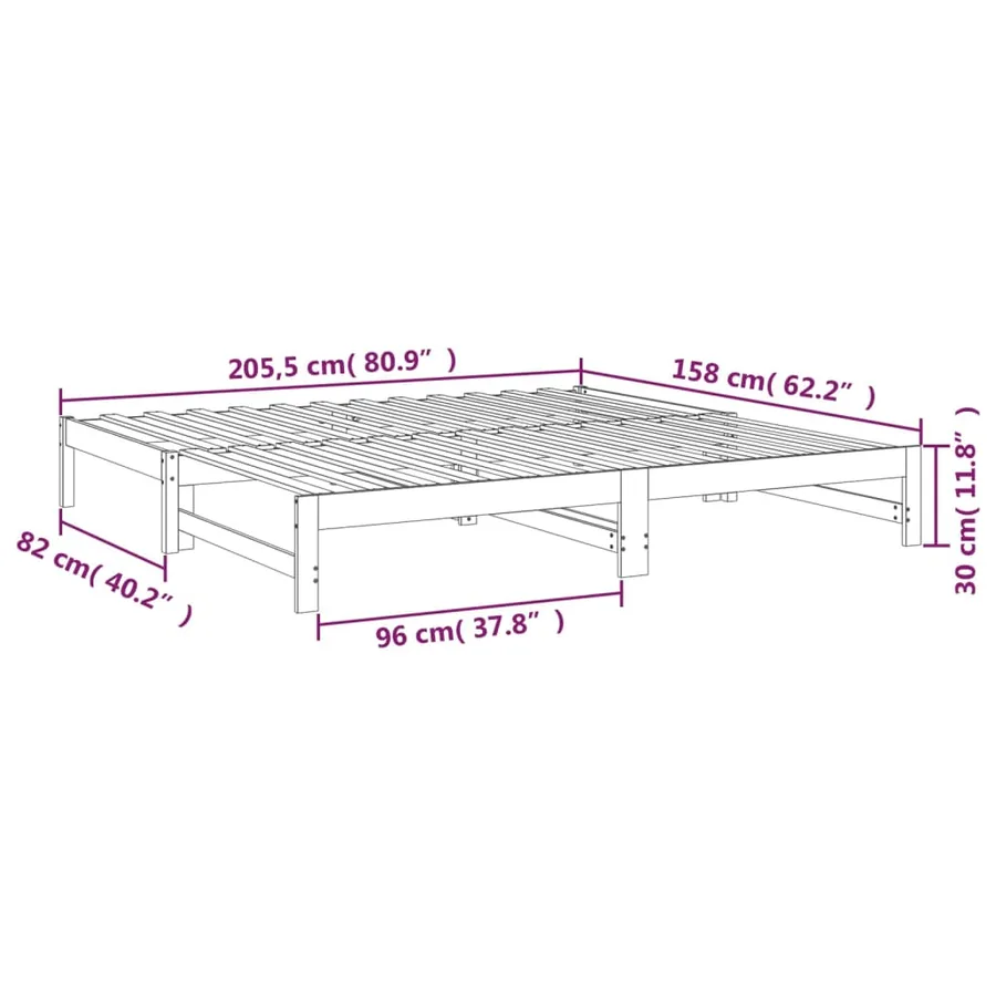 Lit coulissant sans matelas blanc 2x(80x200)cm - 12