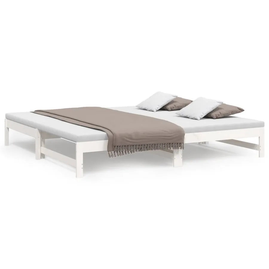 Lit coulissant sans matelas blanc 2x(80x200)cm - 2