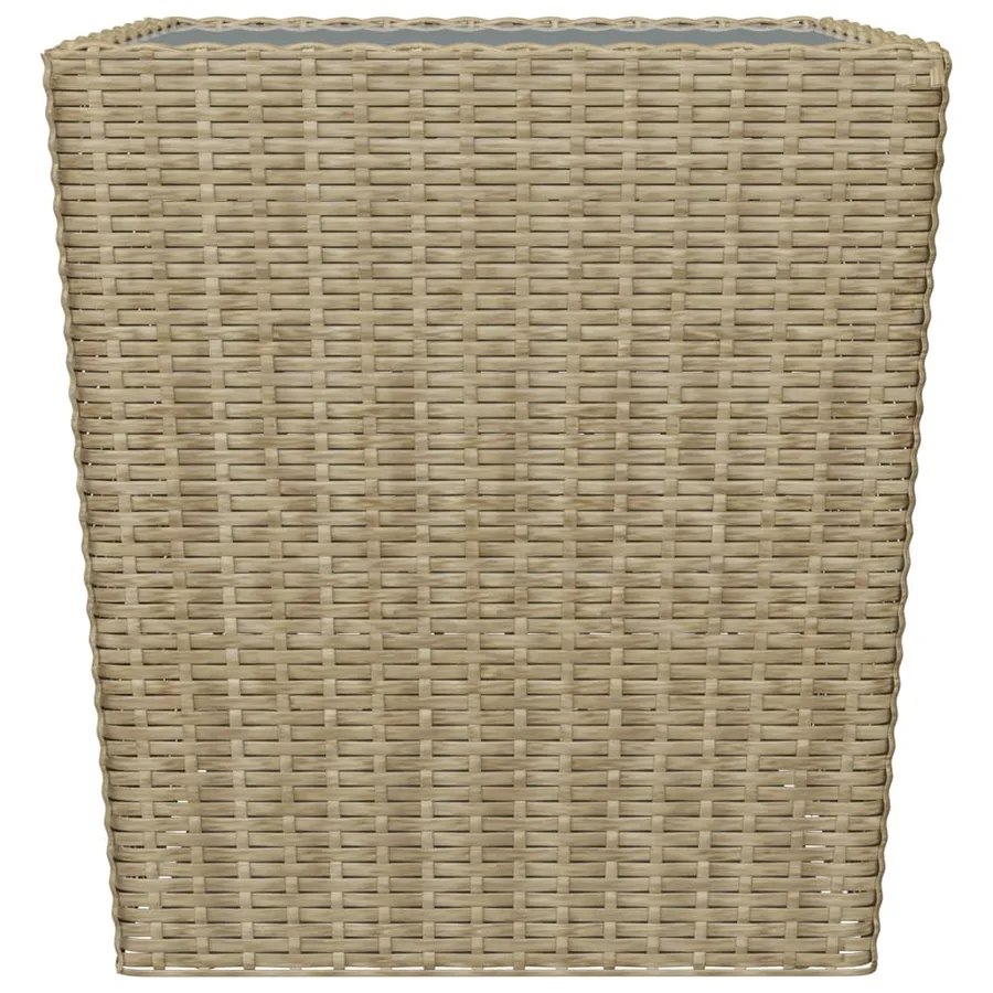 Ensemble de bistro 3 pcs Résine tressée et verre trempé Beige - 10