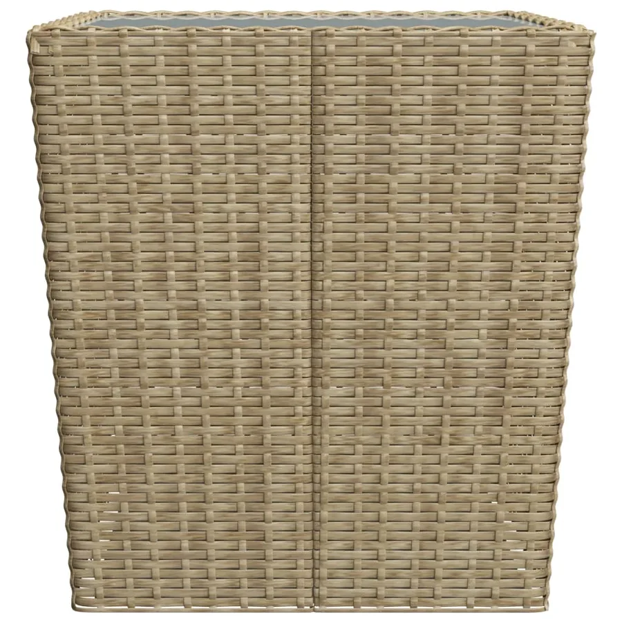 Ensemble de bistro 3 pcs Résine tressée et verre trempé Beige - 11