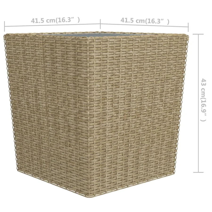 Ensemble de bistro 3 pcs Résine tressée et verre trempé Beige - 14