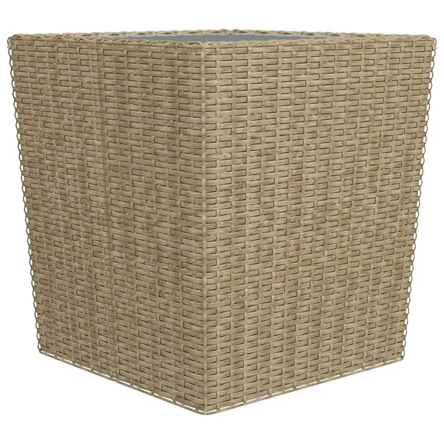 Ensemble de bistro 3 pcs Résine tressée et verre trempé Beige - 9