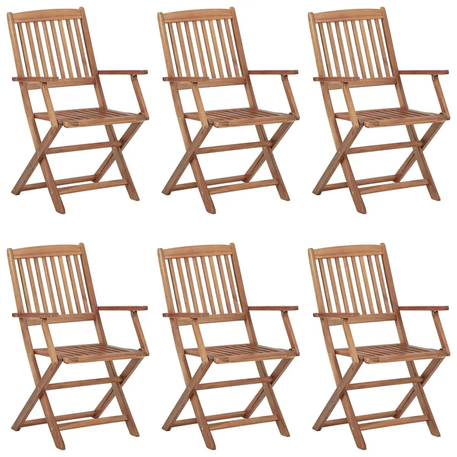 Chaises pliables de jardin lot de 6 avec coussins Bois d'acacia - 3