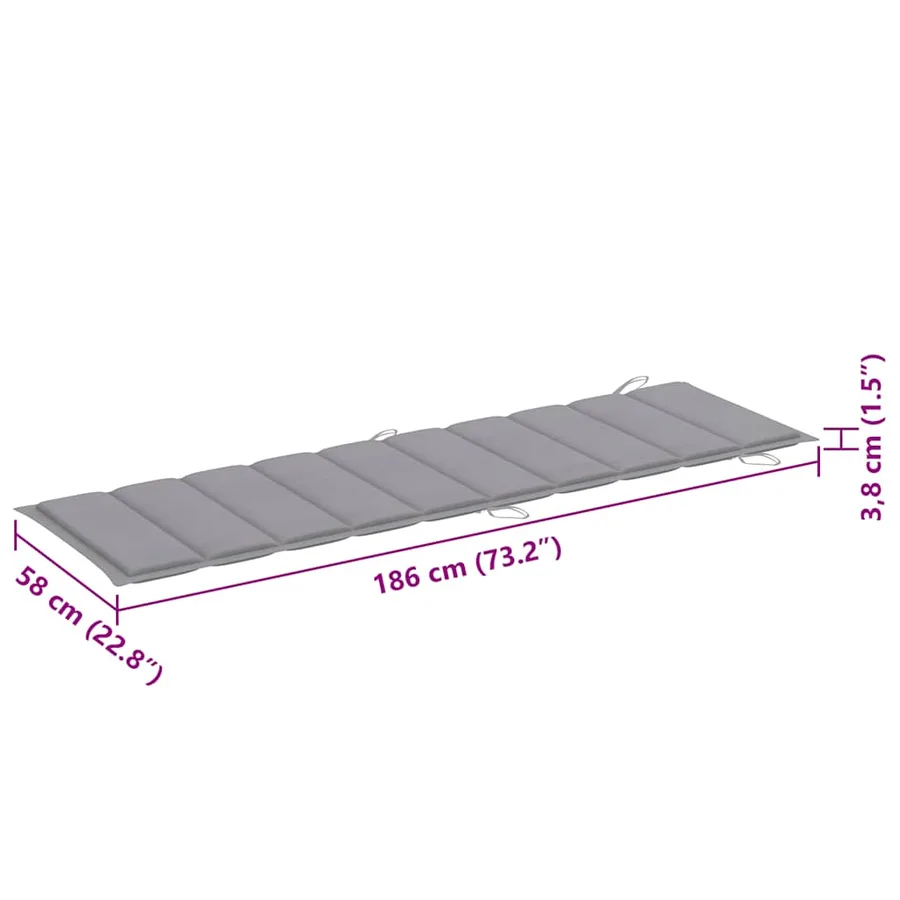 Chaises longues lot de 2 avec table et coussins Acacia solide - 20