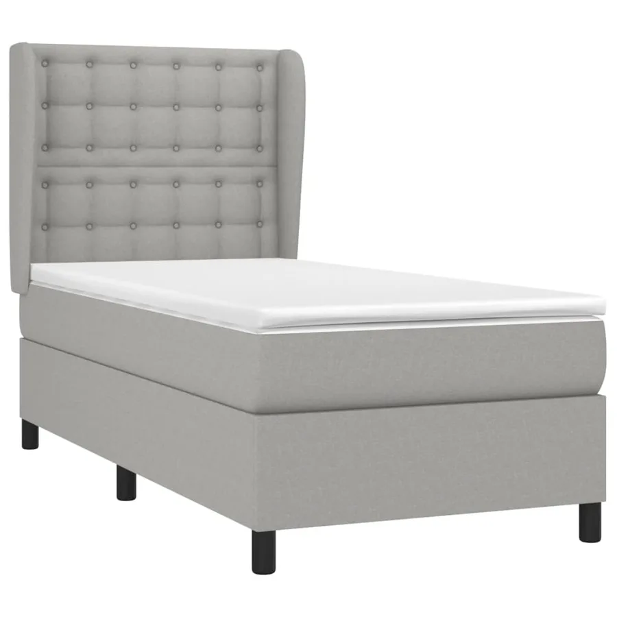 Sommier à lattes de lit avec matelas Gris clair 80x200 cm Tissu - 3