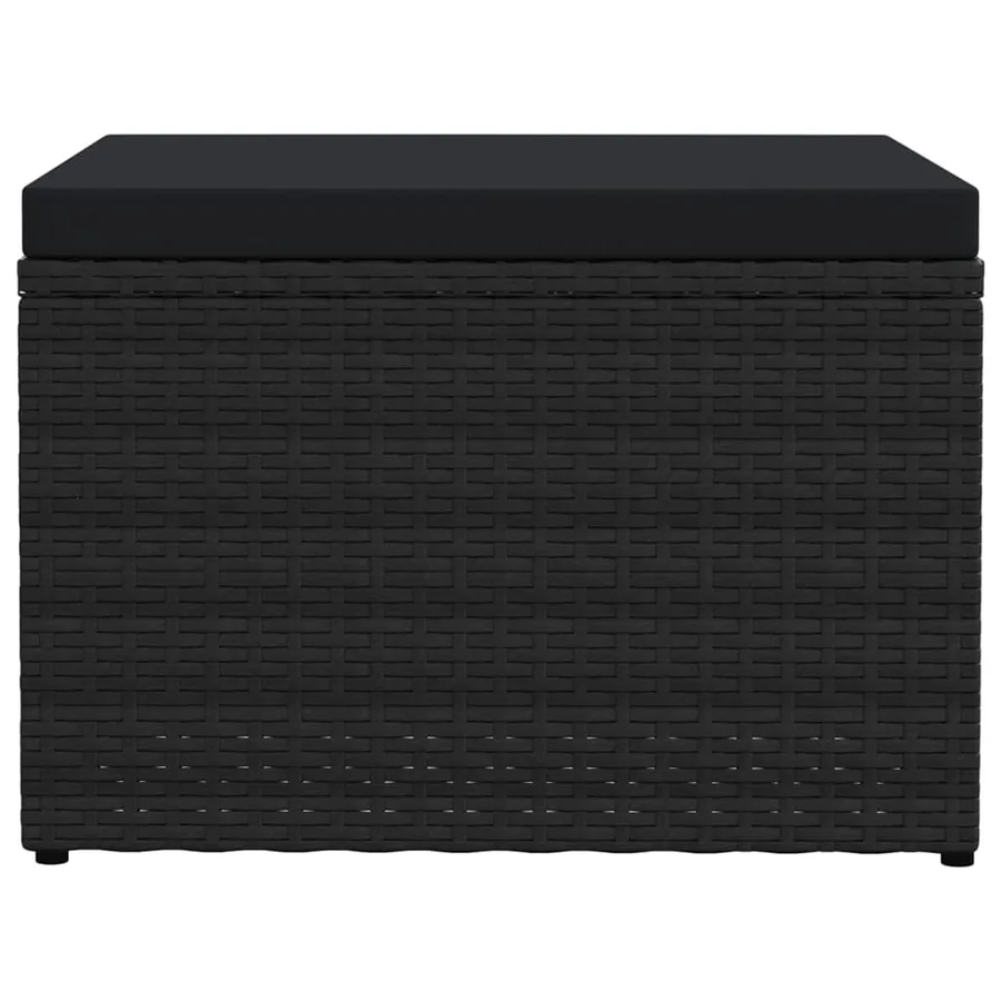 Tabouret de jardin avec coussin Noir Résine tressée - 3