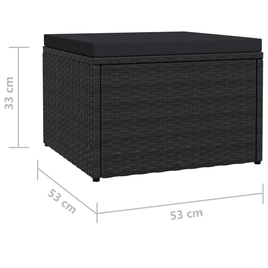 Tabouret de jardin avec coussin Noir Résine tressée - 6