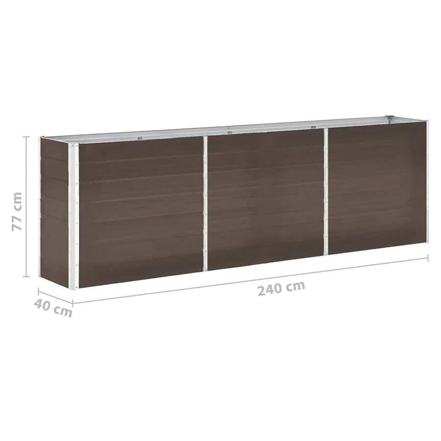 Lit surélevé de jardin Acier galvanisé 240x40x77 cm Marron - 8