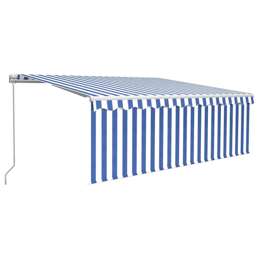 Auvent manuel rétractable avec store 4x3 m Bleu et blanc - 2