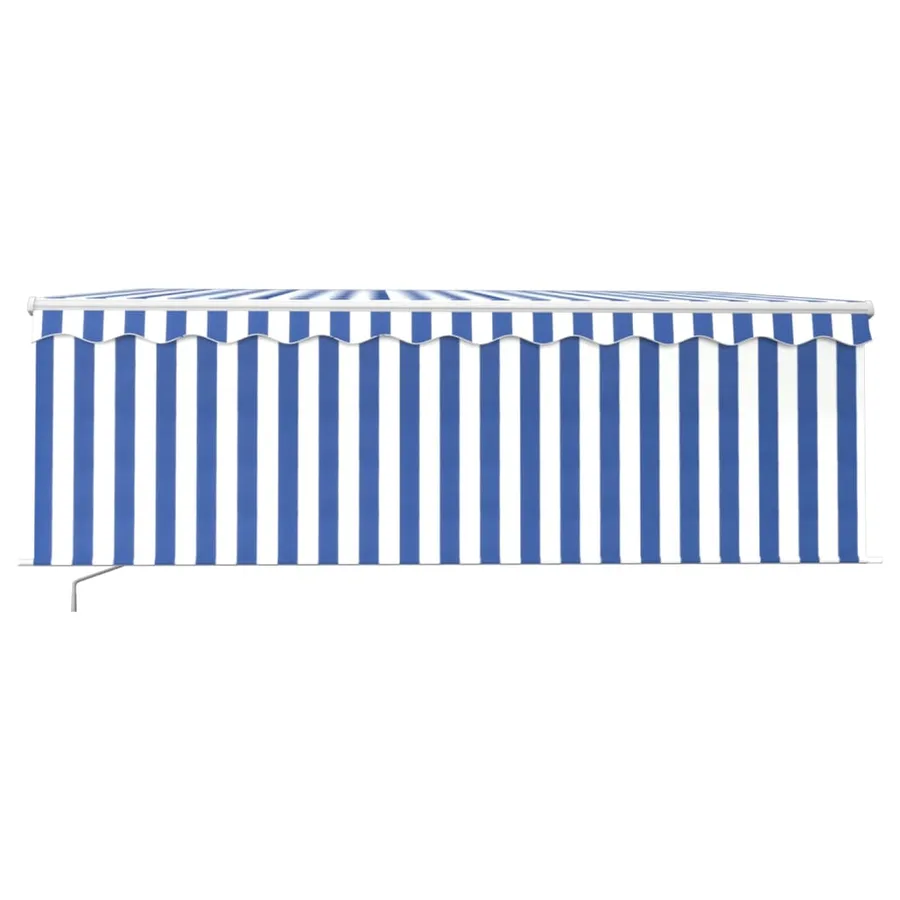 Auvent manuel rétractable avec store 4x3 m Bleu et blanc - 3
