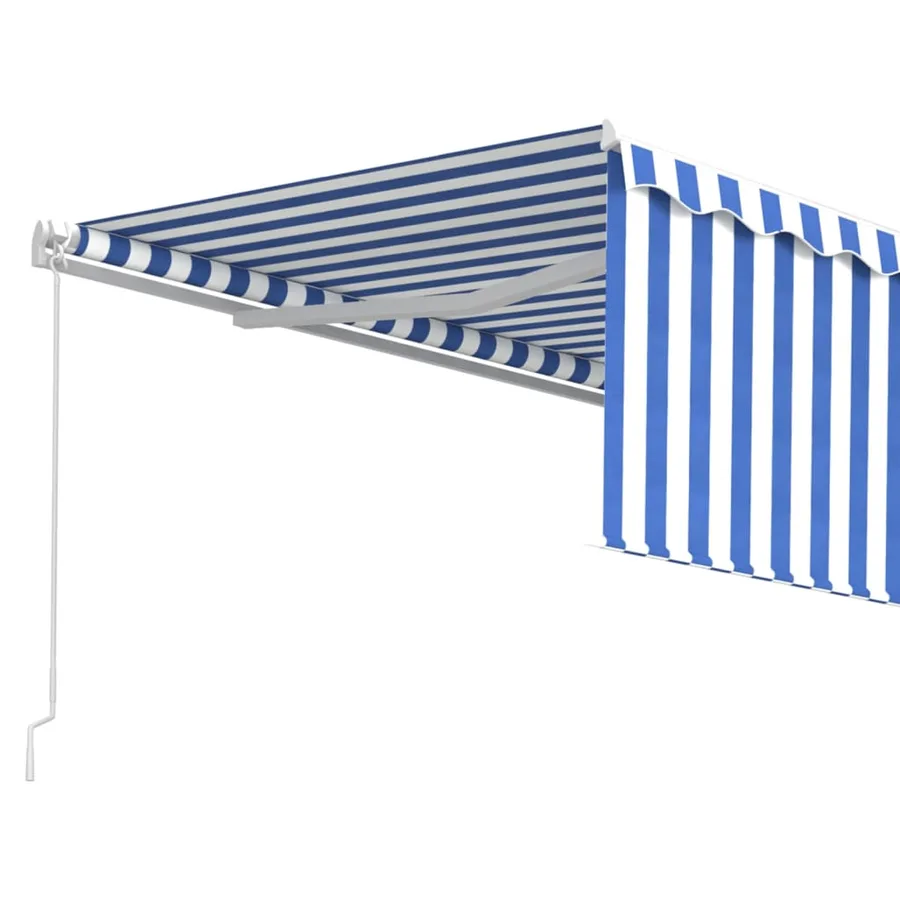 Auvent manuel rétractable avec store 4x3 m Bleu et blanc - 4