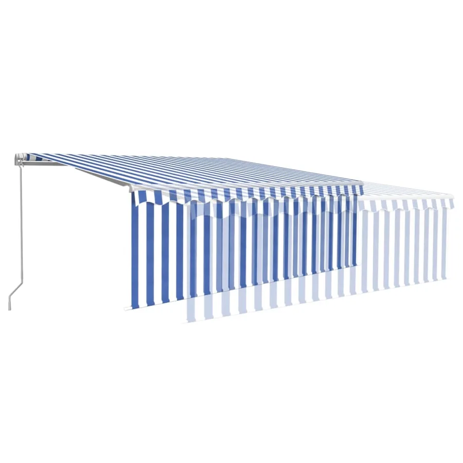 Auvent manuel rétractable avec store 4x3 m Bleu et blanc - 6
