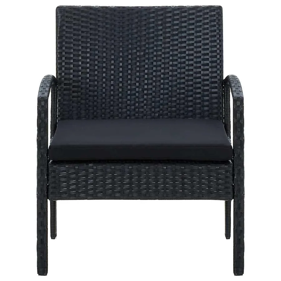 Chaise de jardin avec coussin Résine tressée Noir - 3