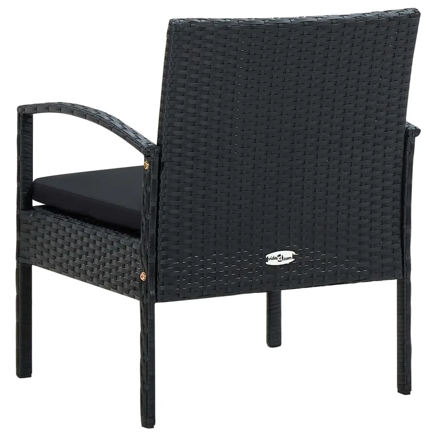 Chaise de jardin avec coussin Résine tressée Noir - 5
