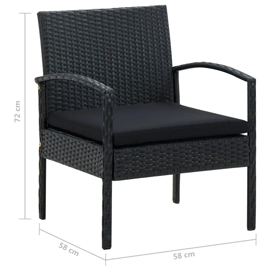 Chaise de jardin avec coussin Résine tressée Noir - 7
